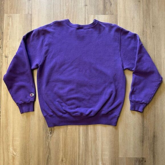 Vintage Y2K Champion New York University Purple Crewneck Sweatshirt Size Large - Picture 6 of 6